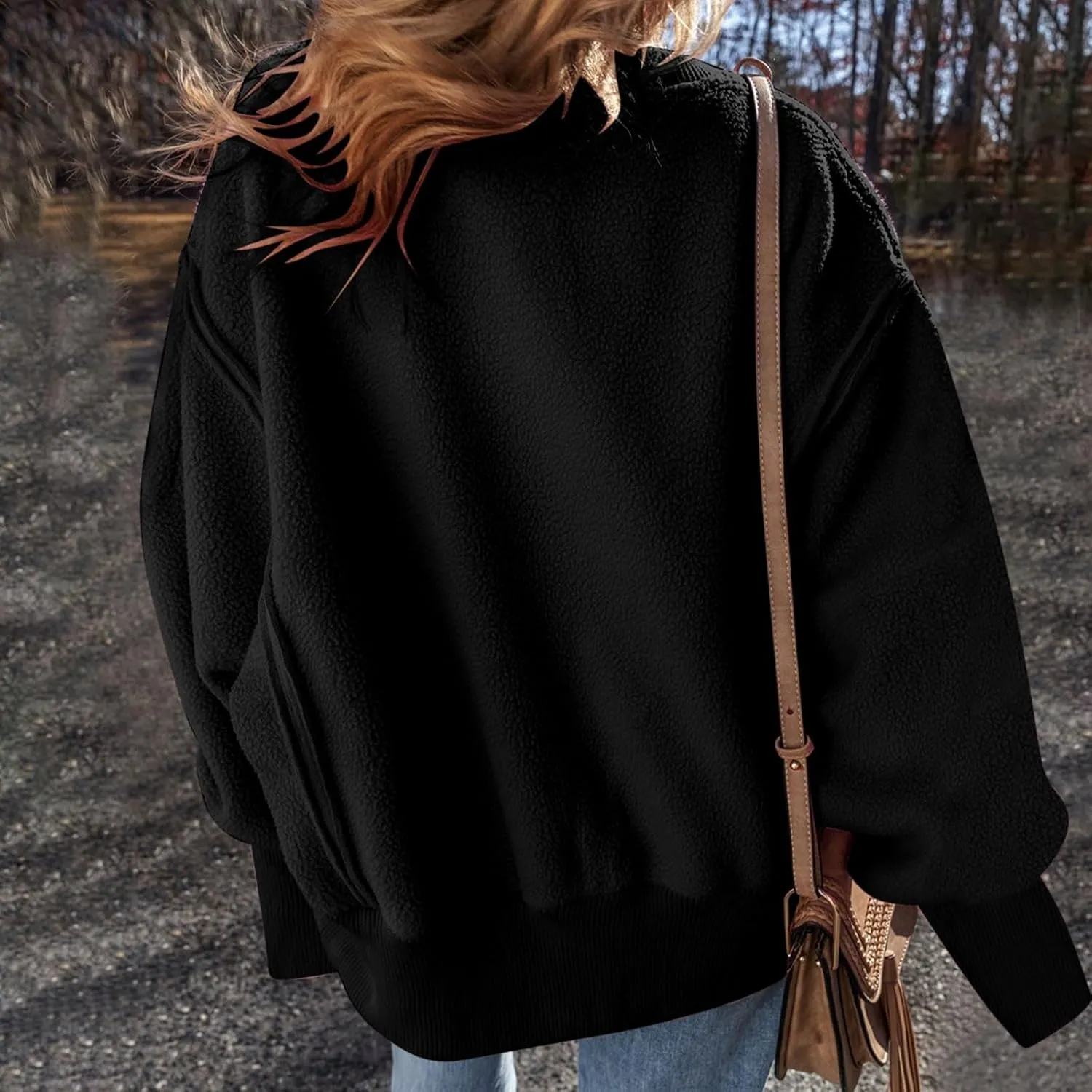 Women's Oversized Crewneck Sweatshirts Trendy Long Sleeve Fleece Pullover Fall Fashion Tops Comfort Winter Clothes