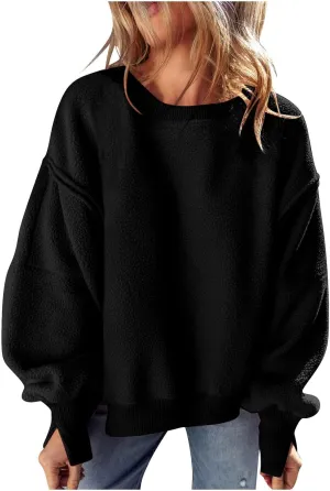 Women's Oversized Crewneck Sweatshirts Trendy Long Sleeve Fleece Pullover Fall Fashion Tops Comfort Winter Clothes