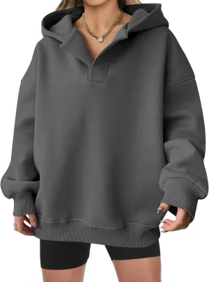 Women's Oversized Hoodies V Neck Sweatshirts Long Sleeve Pullover Casual Fall Teen Girls Preppy Trendy Clothes