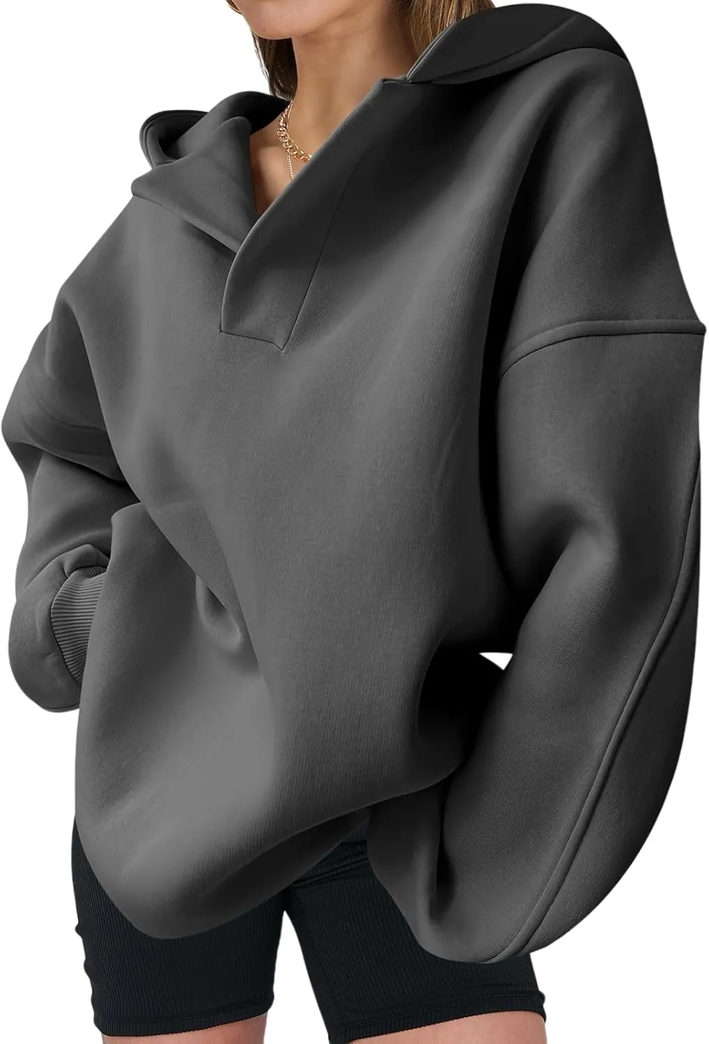 Women's Oversized Hoodies V Neck Sweatshirts Long Sleeve Pullover Casual Fall Teen Girls Preppy Trendy Clothes