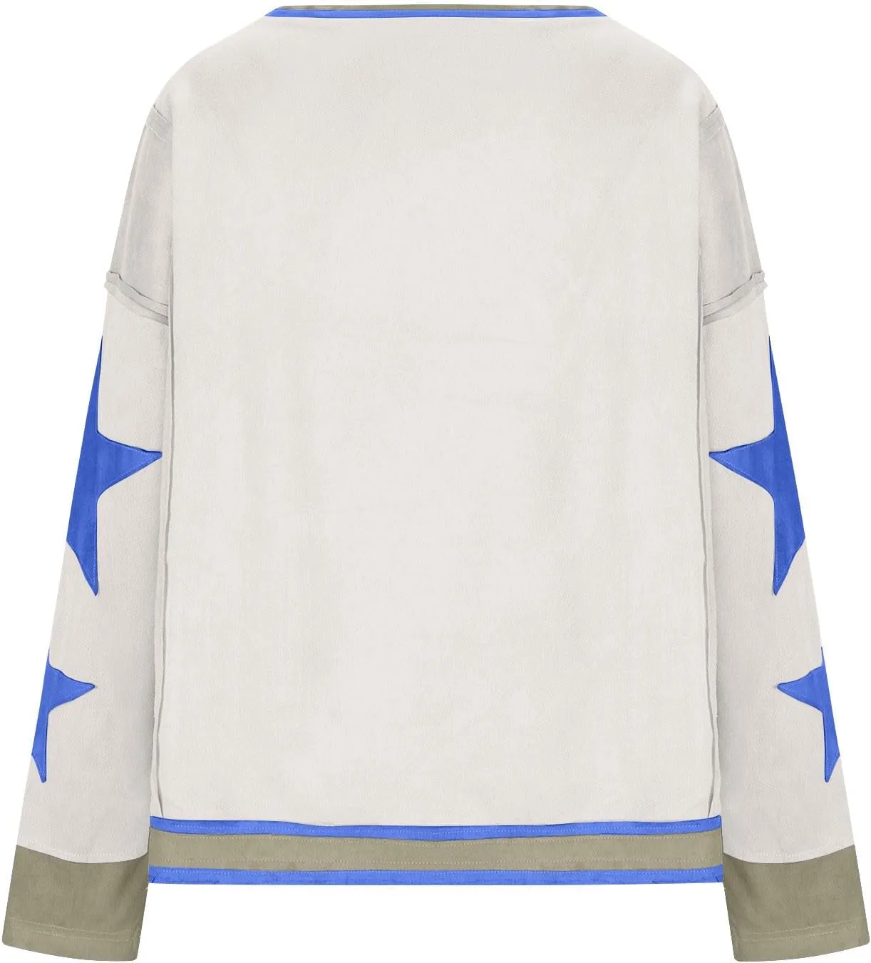 Women's Oversized Star Sweatshirt Long Sleeve Y2k Shirts Drop Shoulder Vintage Graphic Crewneck Jacket Preppy Clothes