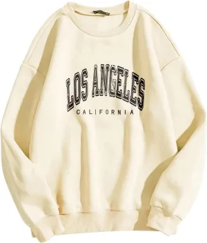 Women's Oversized Sweatshirt Los Angeles California Graphic Crewneck Long Sleeve Casual Loose Pullover Tops