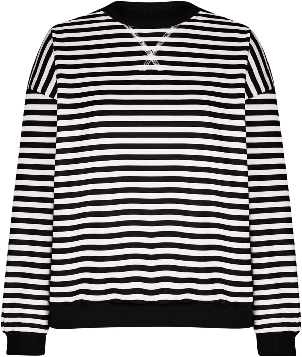 Women's Oversized Sweatshirts 2024 Fall y2k Clothes Casual Striped Pullover Tops Long Sleeve Crewneck Shirts