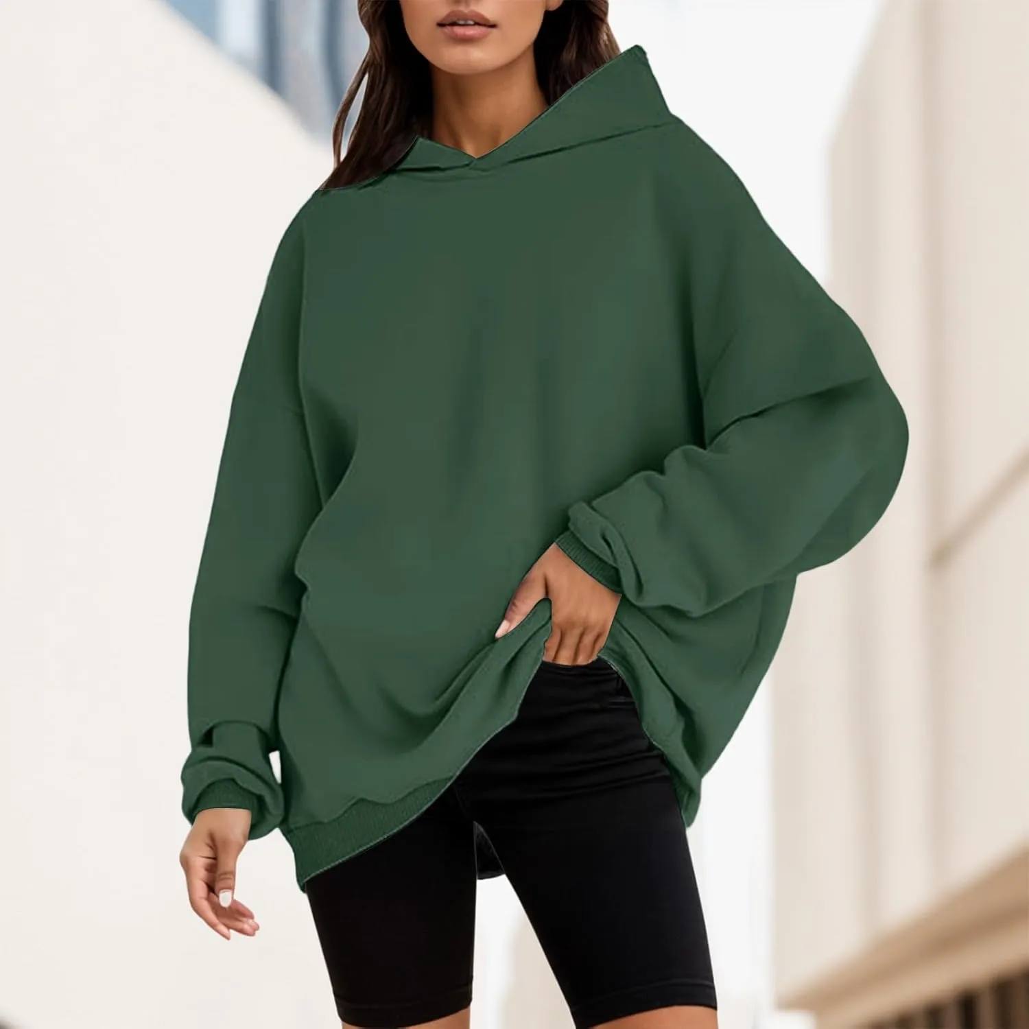 Womens Oversized Sweatshirts Pullover Hoodies Artificial Short Velvet Oversized Hoodies Fleece Hooded Long Fleece