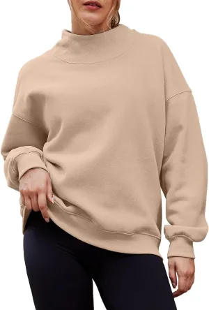 Womens Oversized Sweatshirts Turtleneck Pullover Long Sleeve Hoodies Tops Fall Outfits Cute Sweater Tops