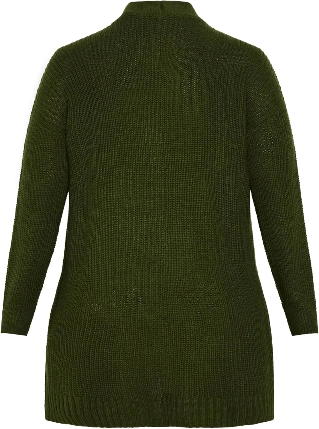 Women's Plus Size Boyfriend Rib Knit Open Front Cardigan