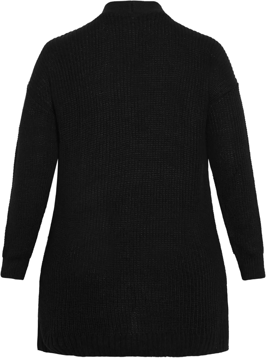 Women's Plus Size Boyfriend Rib Knit Open Front Cardigan