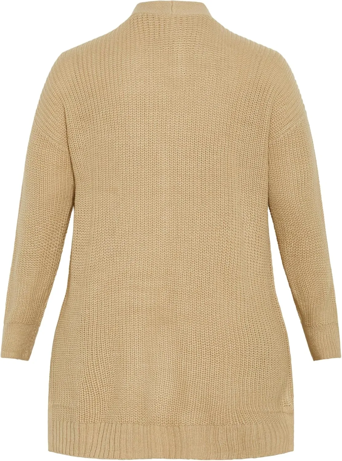 Women's Plus Size Boyfriend Rib Knit Open Front Cardigan