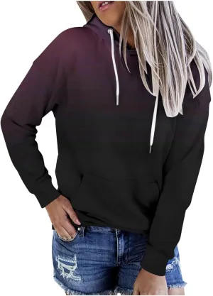 Womens Pullover Hoodie Sweatshirts Casual Tie Dye Tunic Shirts Long Sleeve Drawstring Pullover Tops With Pocket