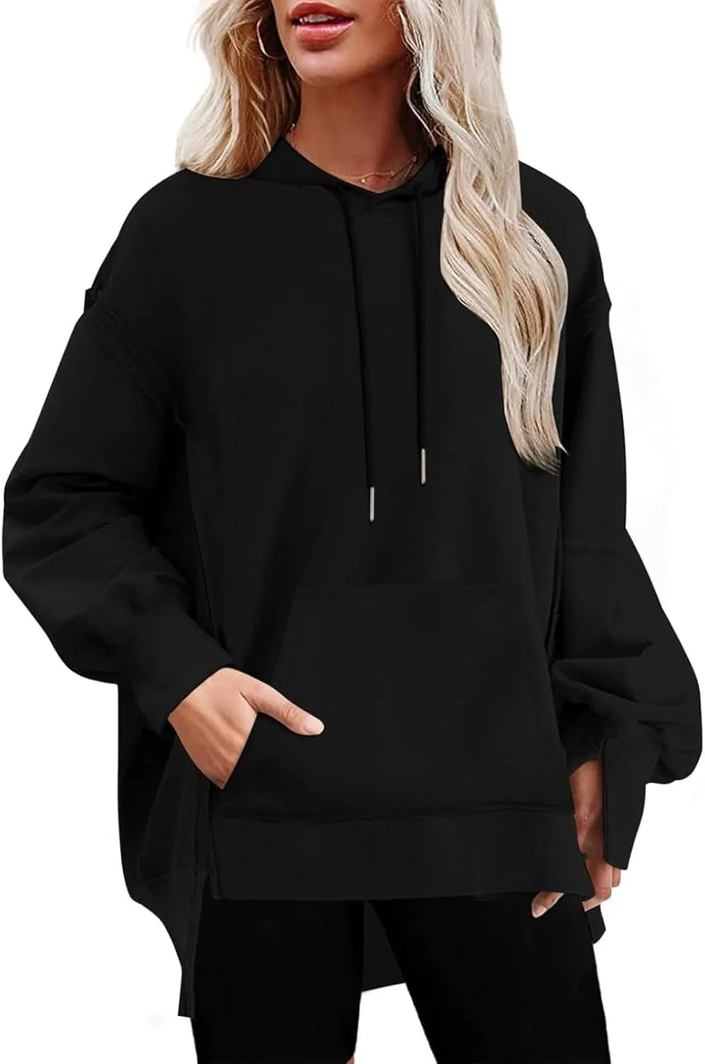 Women's Pullover Sweaters Long Sleeve Printed Sweatshirt Graphic Drawstring Top Hoodie Fall Outfits with Pocket