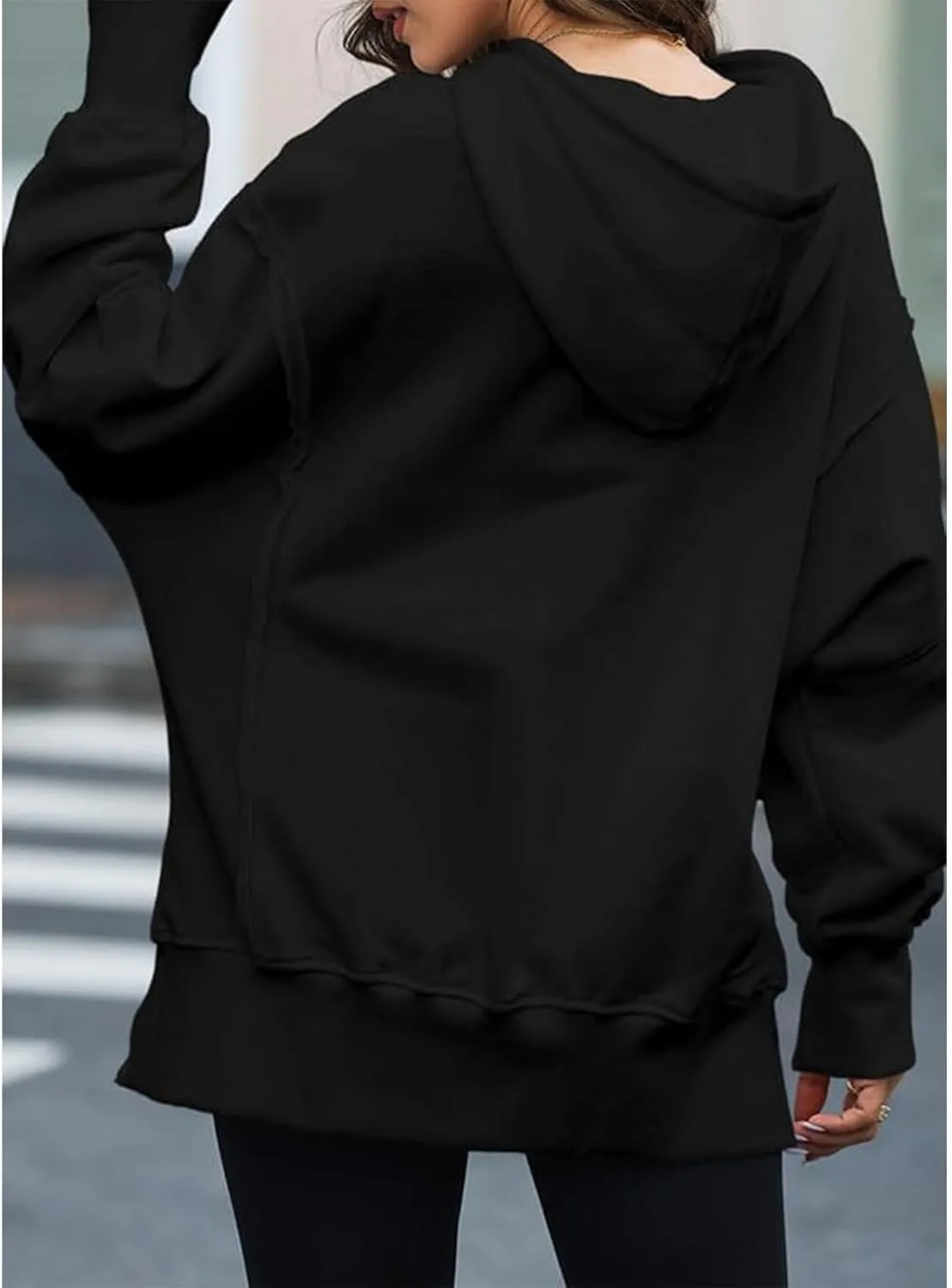Women's Pullover Sweaters Long Sleeve Printed Sweatshirt Graphic Drawstring Top Hoodie Fall Outfits with Pocket