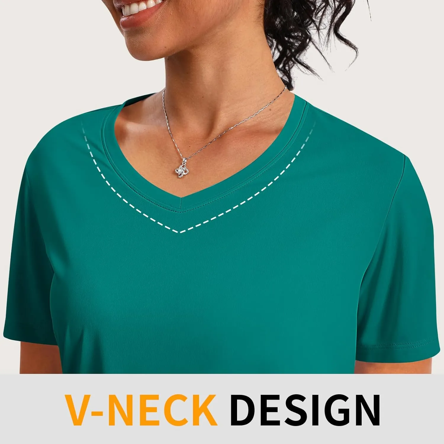Women's Short Sleeve Shirts UPF 50  Sun Shirt V Neck Workout Tops UV Protection Shirts Lightweight