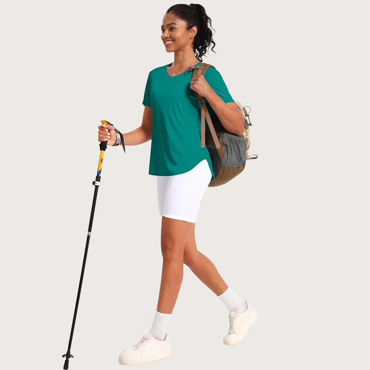 Women's Short Sleeve Shirts UPF 50  Sun Shirt V Neck Workout Tops UV Protection Shirts Lightweight