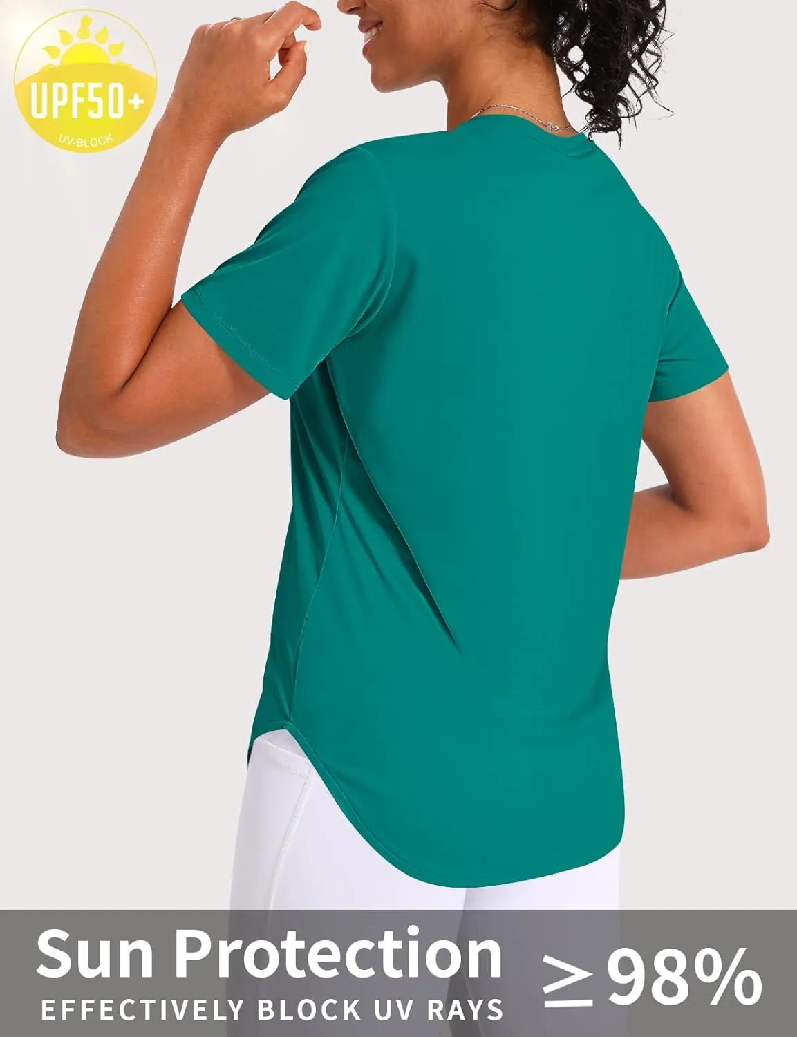 Women's Short Sleeve Shirts UPF 50  Sun Shirt V Neck Workout Tops UV Protection Shirts Lightweight