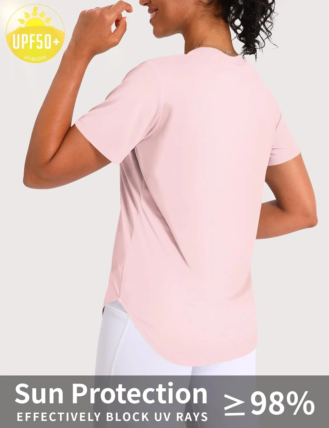 Women's Short Sleeve Shirts UPF 50  Sun Shirt V Neck Workout Tops UV Protection Shirts Lightweight