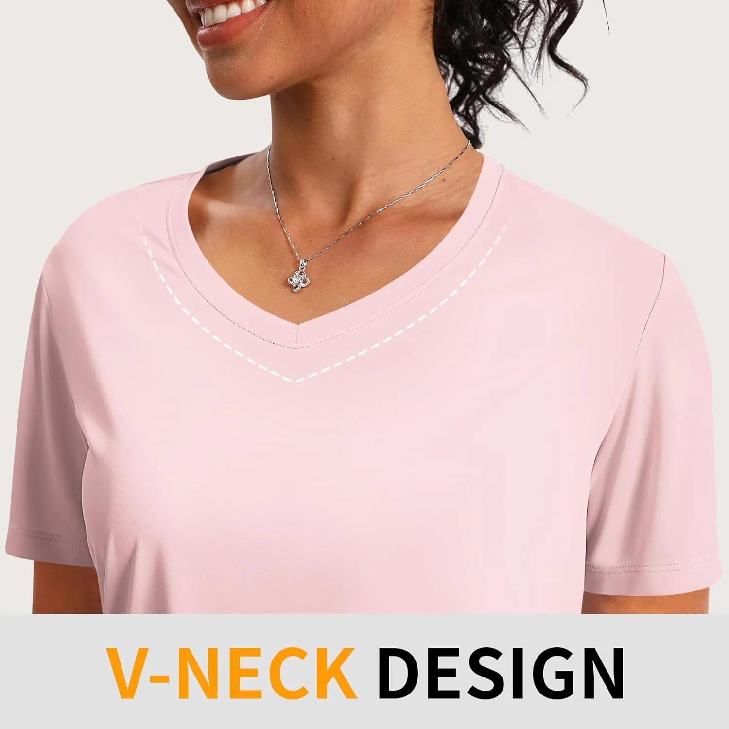 Women's Short Sleeve Shirts UPF 50  Sun Shirt V Neck Workout Tops UV Protection Shirts Lightweight