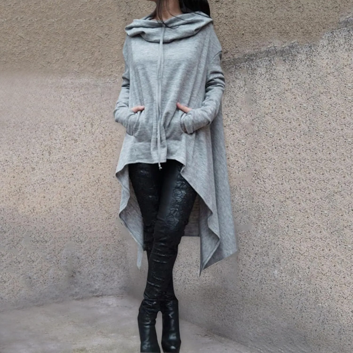Womens Slub Knit Full-Zip Hoodie Women Loose Hoodie Long Hooded Tops Ladies Sweatshirt Sweaters Casual Fashion