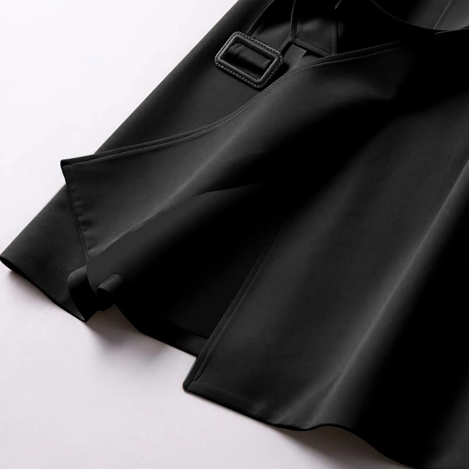 Women's Solid Windbreaker Slim Fit Trench Coat Long Jacket Outerwear with Belt Button