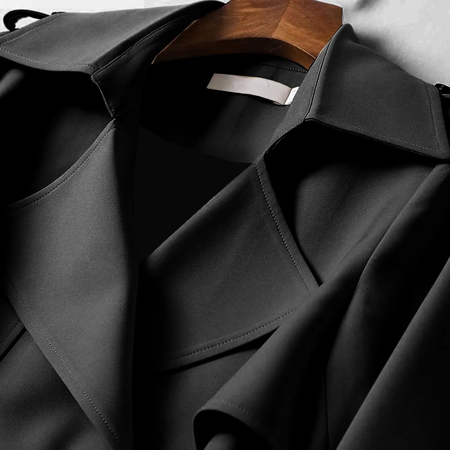 Women's Solid Windbreaker Slim Fit Trench Coat Long Jacket Outerwear with Belt Button