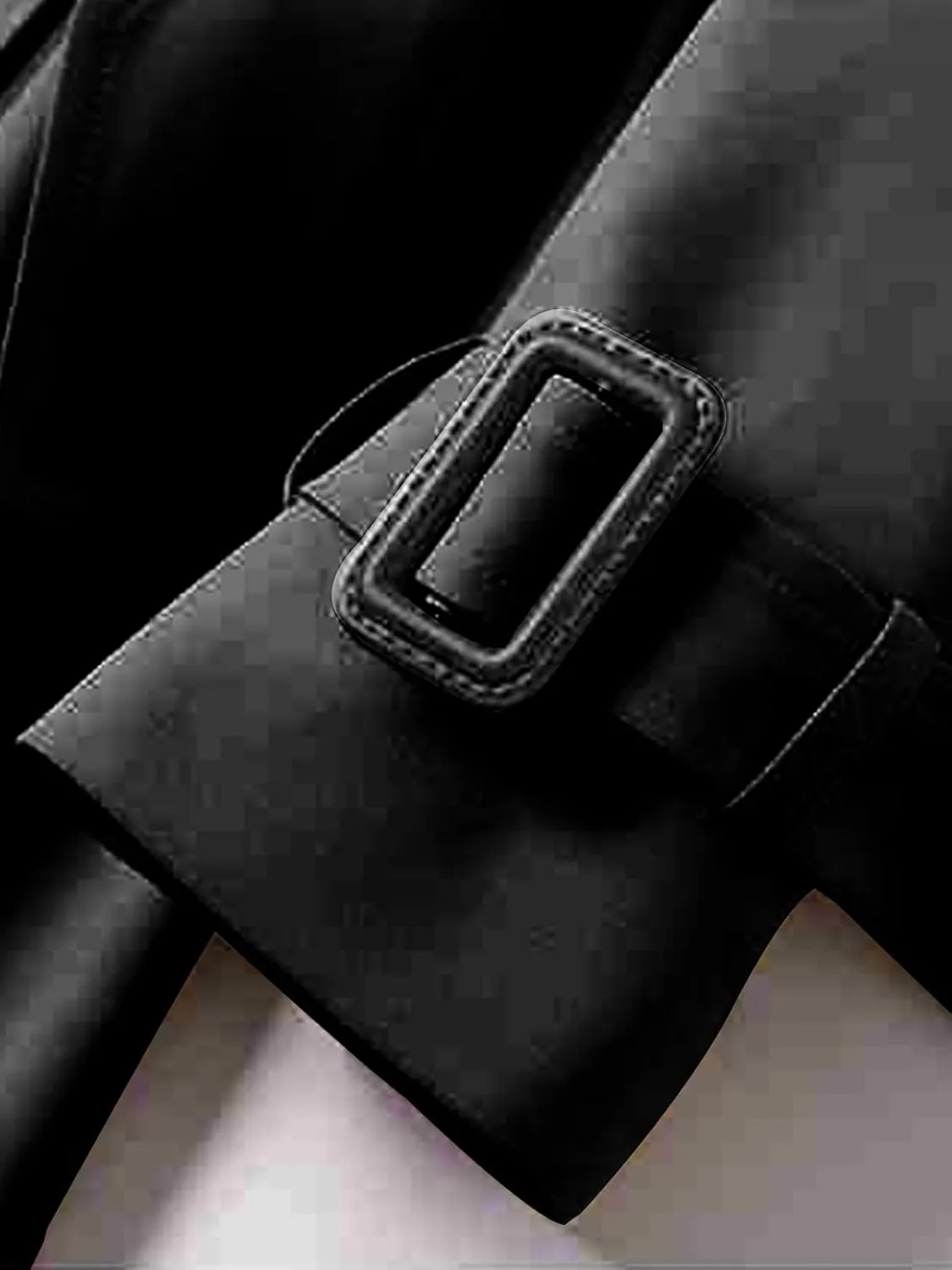 Women's Solid Windbreaker Slim Fit Trench Coat Long Jacket Outerwear with Belt Button