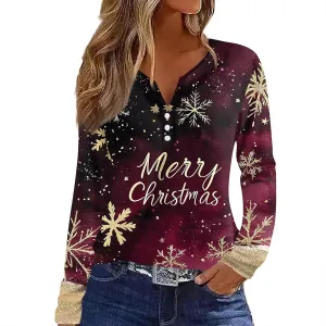 Womens Spring Long Sleeve Tops Button Down Henley V Neck Shirts Dressy Casual Fall Floral Blouses