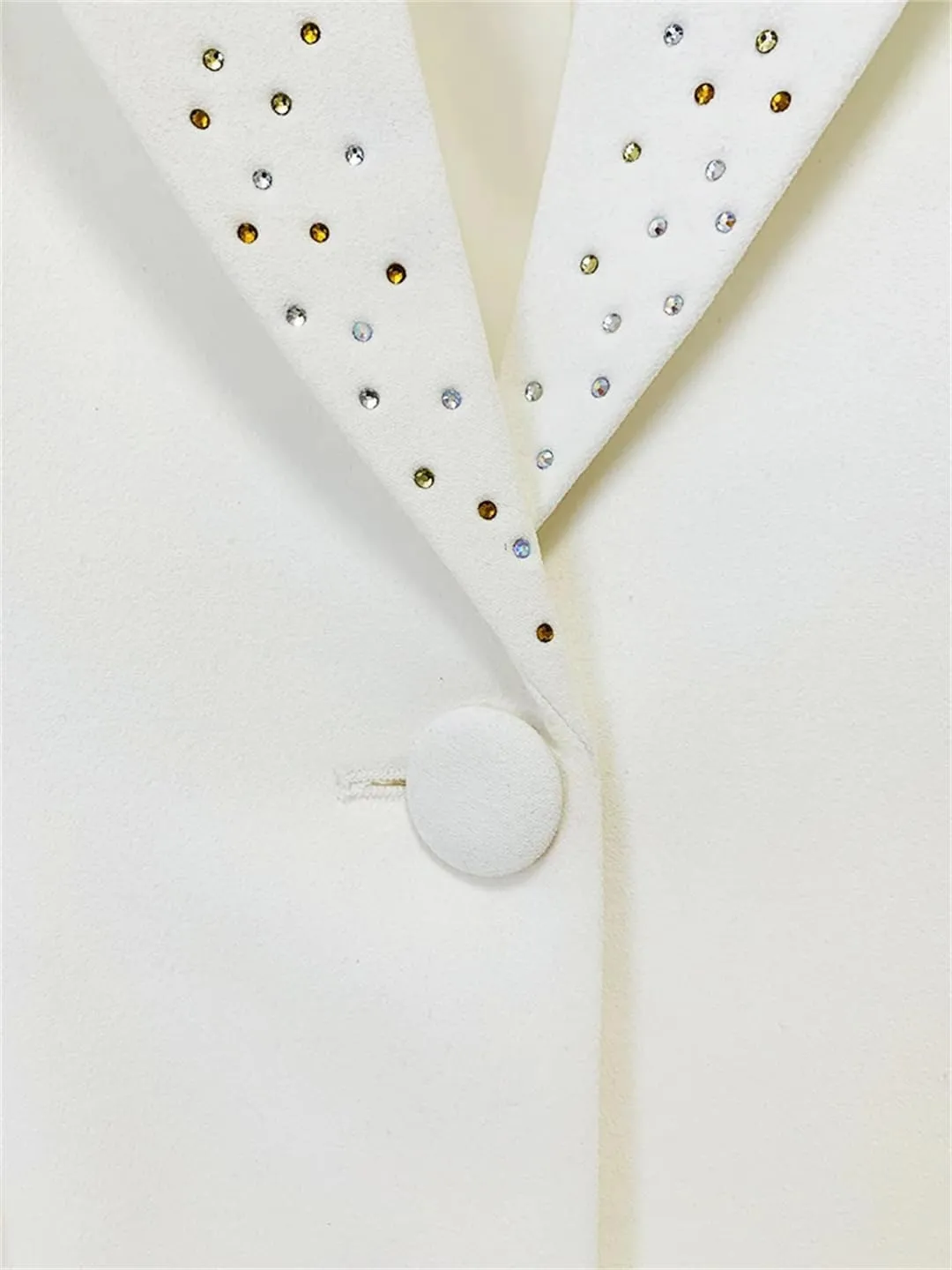 Women's Suit Jacket Slim Fit Single Button Rhinestone Diamonds Beaded Blazer Coat