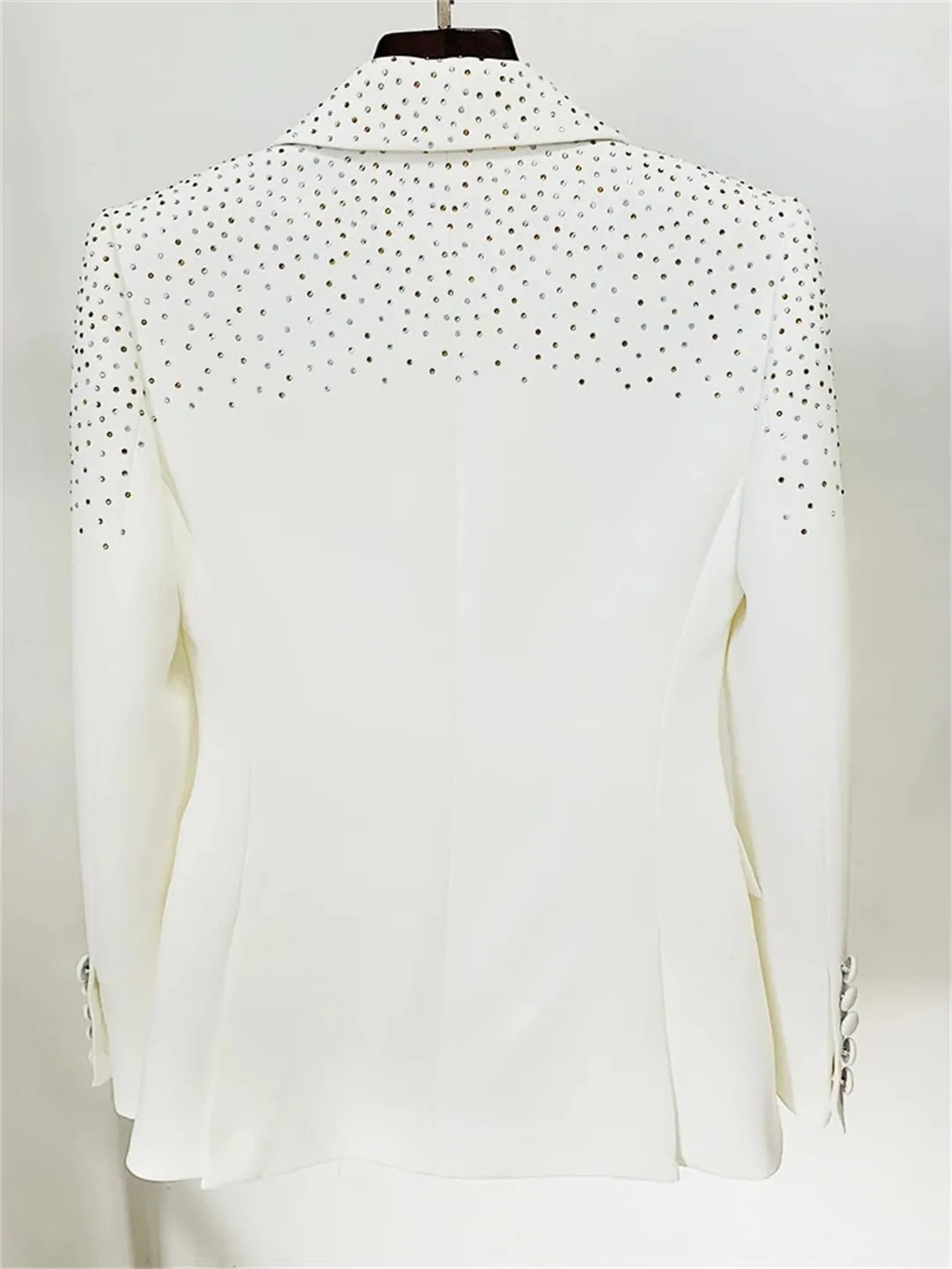 Women's Suit Jacket Slim Fit Single Button Rhinestone Diamonds Beaded Blazer Coat