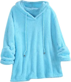 Womens Sweatshirt Women Casual Button V Neck Hoodies Oversized Pullover Sweatshirt Hooded Tops with Pockets
