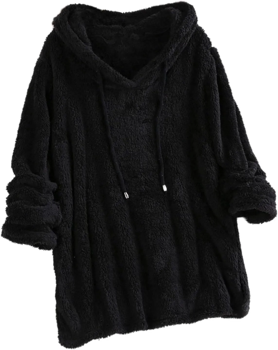 Womens Sweatshirt Women Casual Button V Neck Hoodies Oversized Pullover Sweatshirt Hooded Tops with Pockets