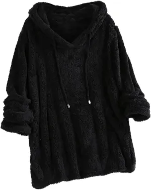 Womens Sweatshirt Women Casual Button V Neck Hoodies Oversized Pullover Sweatshirt Hooded Tops with Pockets