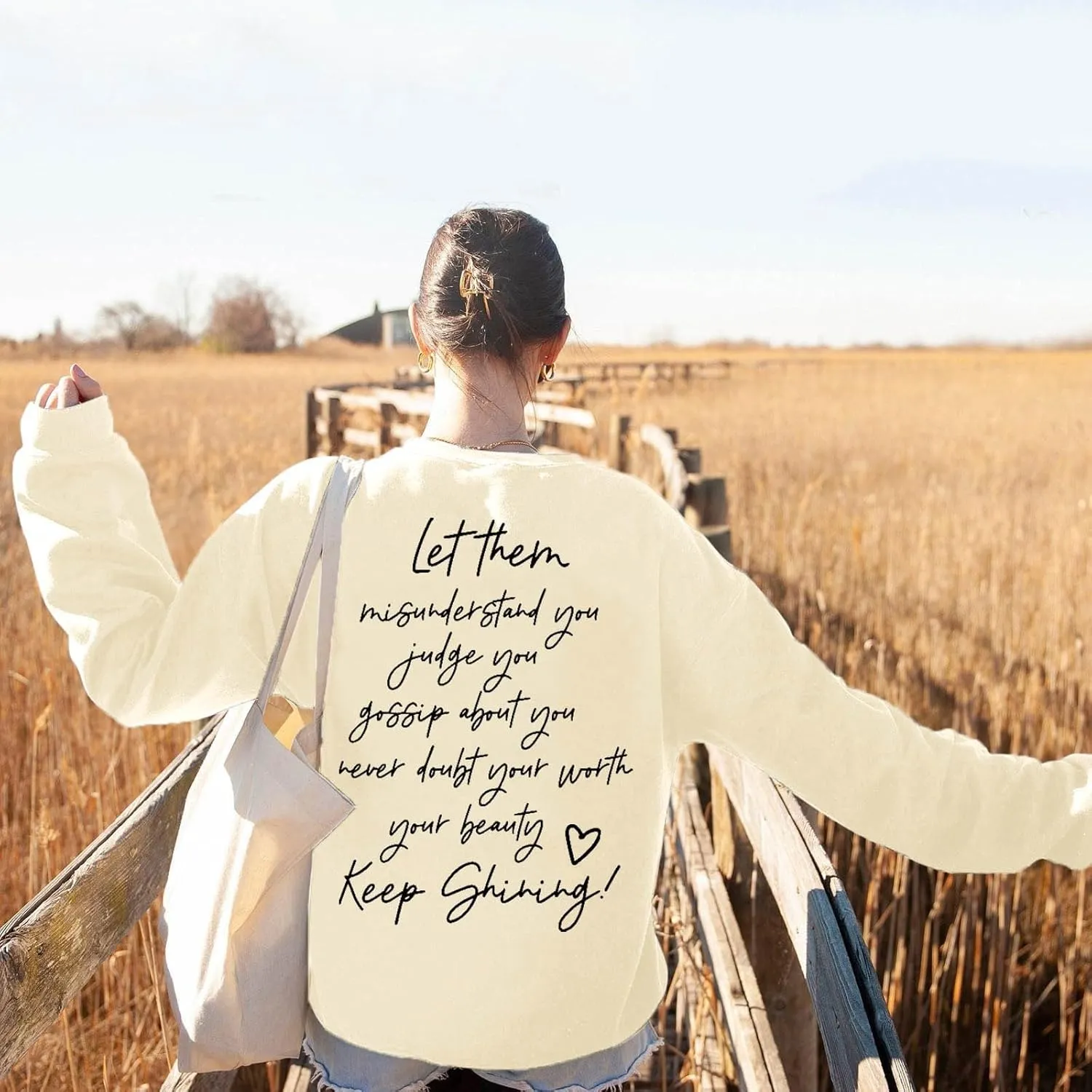 Womens Sweatshirts Casual Crew Neck Long Sleeve Pullover Tops Fashion 2024 Letter Print Oversized Hoodie Fall Clothes