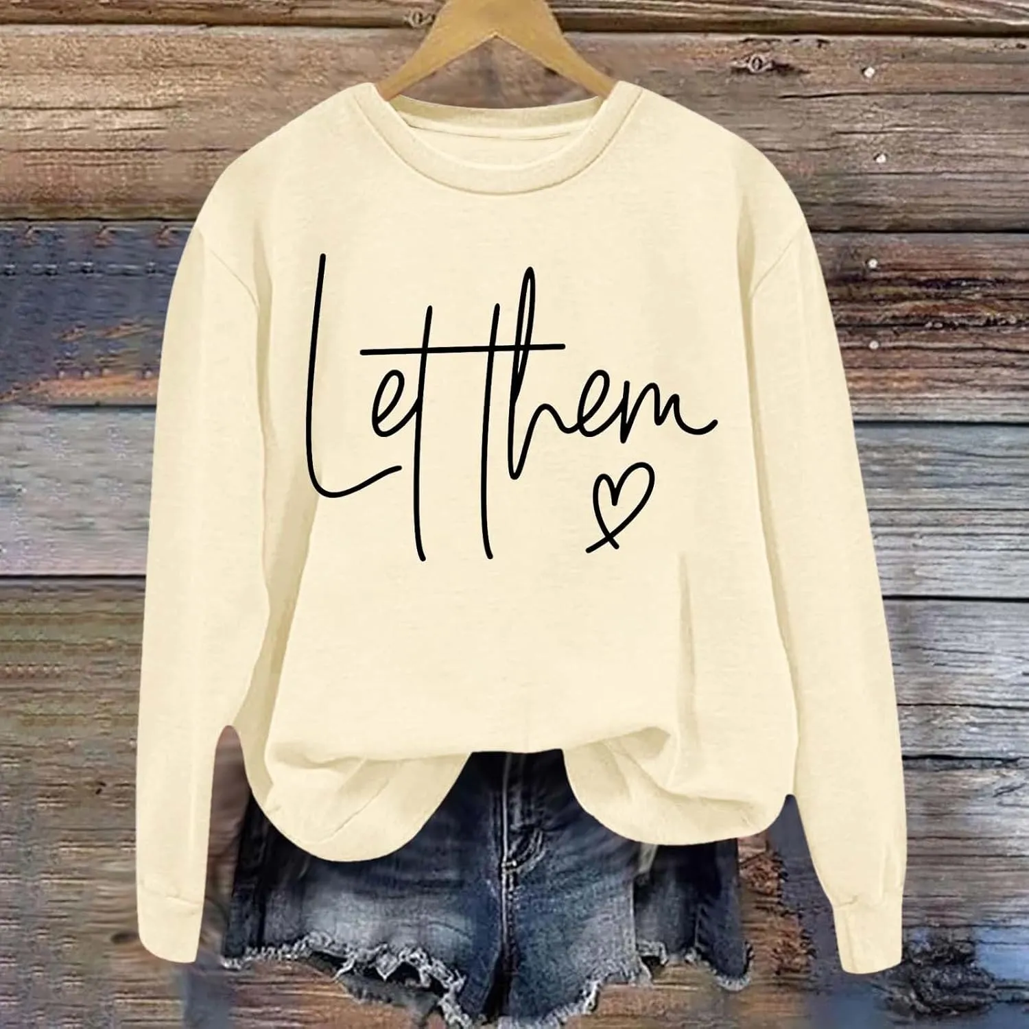 Womens Sweatshirts Casual Crew Neck Long Sleeve Pullover Tops Fashion 2024 Letter Print Oversized Hoodie Fall Clothes