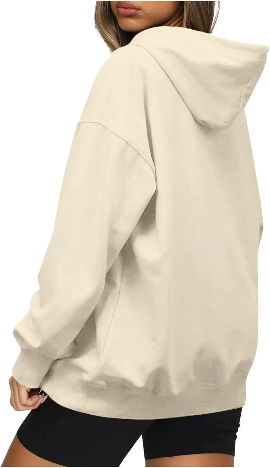 Womens Sweatshirts Trendy solid color Hoodie Casual Fleece Pullover Drawstring Fall Sweater Comfort Hoodie Hiking Clothes