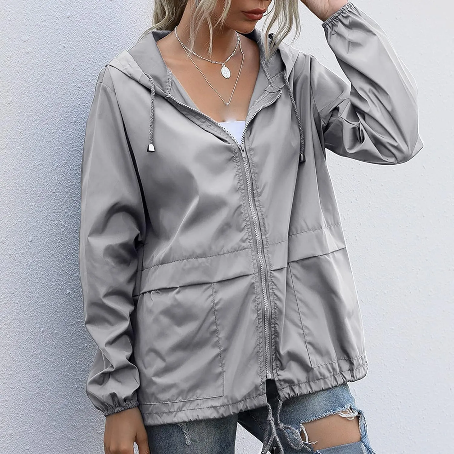 Women's Waterproof Rain Jacket Lightweight Hooded Raincoat for Hiking Travel Outdoor Windbreaker Travel Jacket (S-2XL)