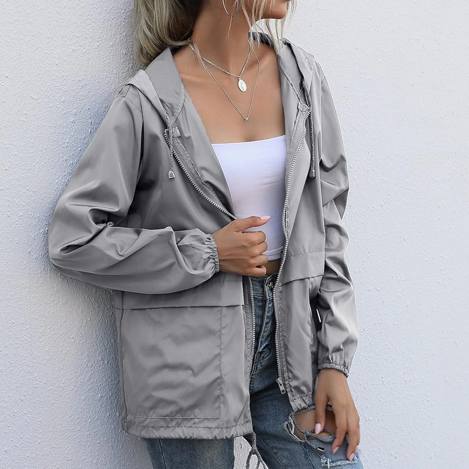 Women's Waterproof Rain Jacket Lightweight Hooded Raincoat for Hiking Travel Outdoor Windbreaker Travel Jacket (S-2XL)