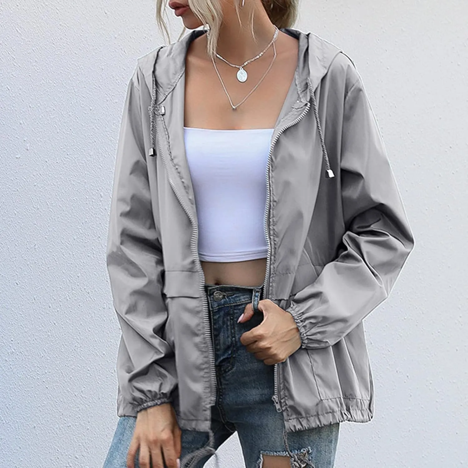 Women's Waterproof Rain Jacket Lightweight Hooded Raincoat for Hiking Travel Outdoor Windbreaker Travel Jacket (S-2XL)