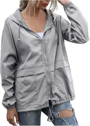 Women's Waterproof Rain Jacket Lightweight Hooded Raincoat for Hiking Travel Outdoor Windbreaker Travel Jacket (S-2XL)