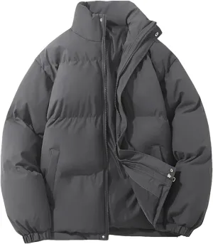 Women's Winter Vintage Warm Puffer Jacket Parkas Warm Cotton-Padded Coat Cropped Puffer Quilted Tops