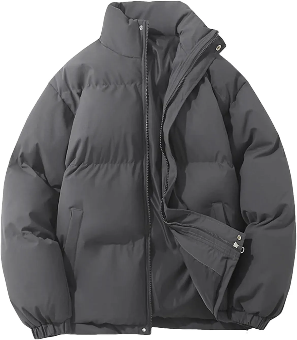 Women's Winter Vintage Warm Puffer Jacket Parkas Warm Cotton-Padded Coat Cropped Puffer Quilted Tops