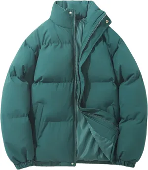 Women's Winter Vintage Warm Puffer Jacket Parkas Warm Cotton-Padded Coat Cropped Puffer Quilted Tops
