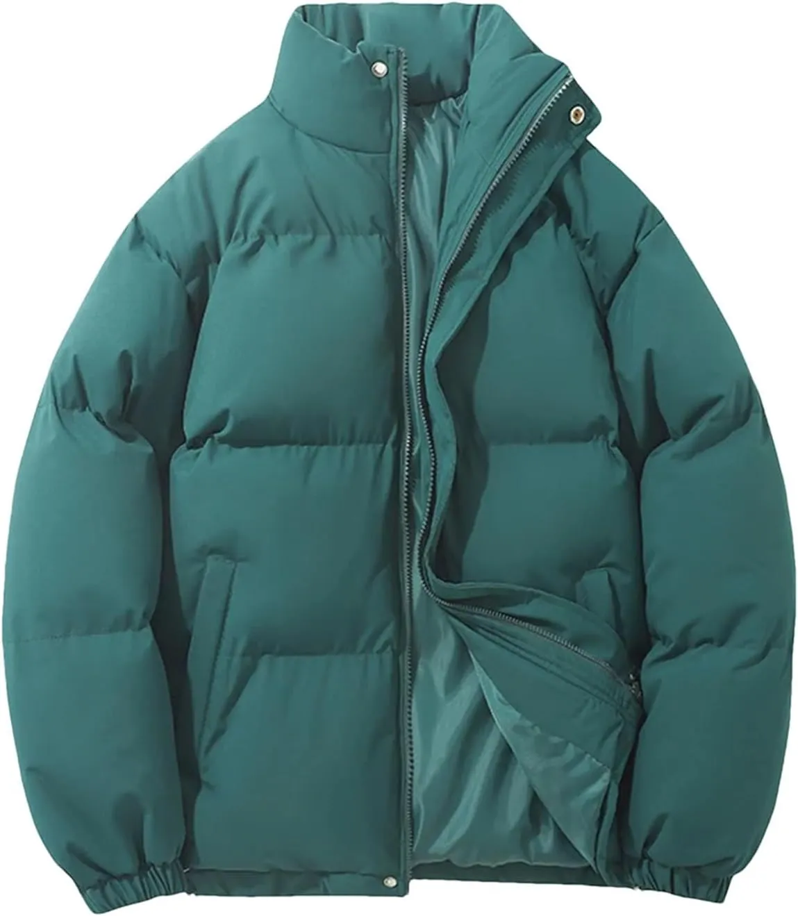 Women's Winter Vintage Warm Puffer Jacket Parkas Warm Cotton-Padded Coat Cropped Puffer Quilted Tops