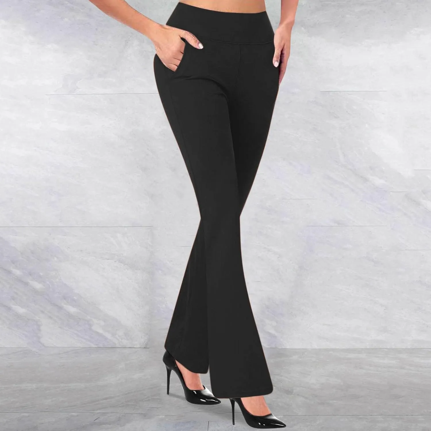 Women's Work Pants Stretch Flare High Waist Yoga Pant Dressy Soft Business Casual Slacks Comfy Office Trousers