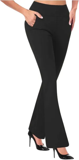 Women's Work Pants Stretch Flare High Waist Yoga Pant Dressy Soft Business Casual Slacks Comfy Office Trousers