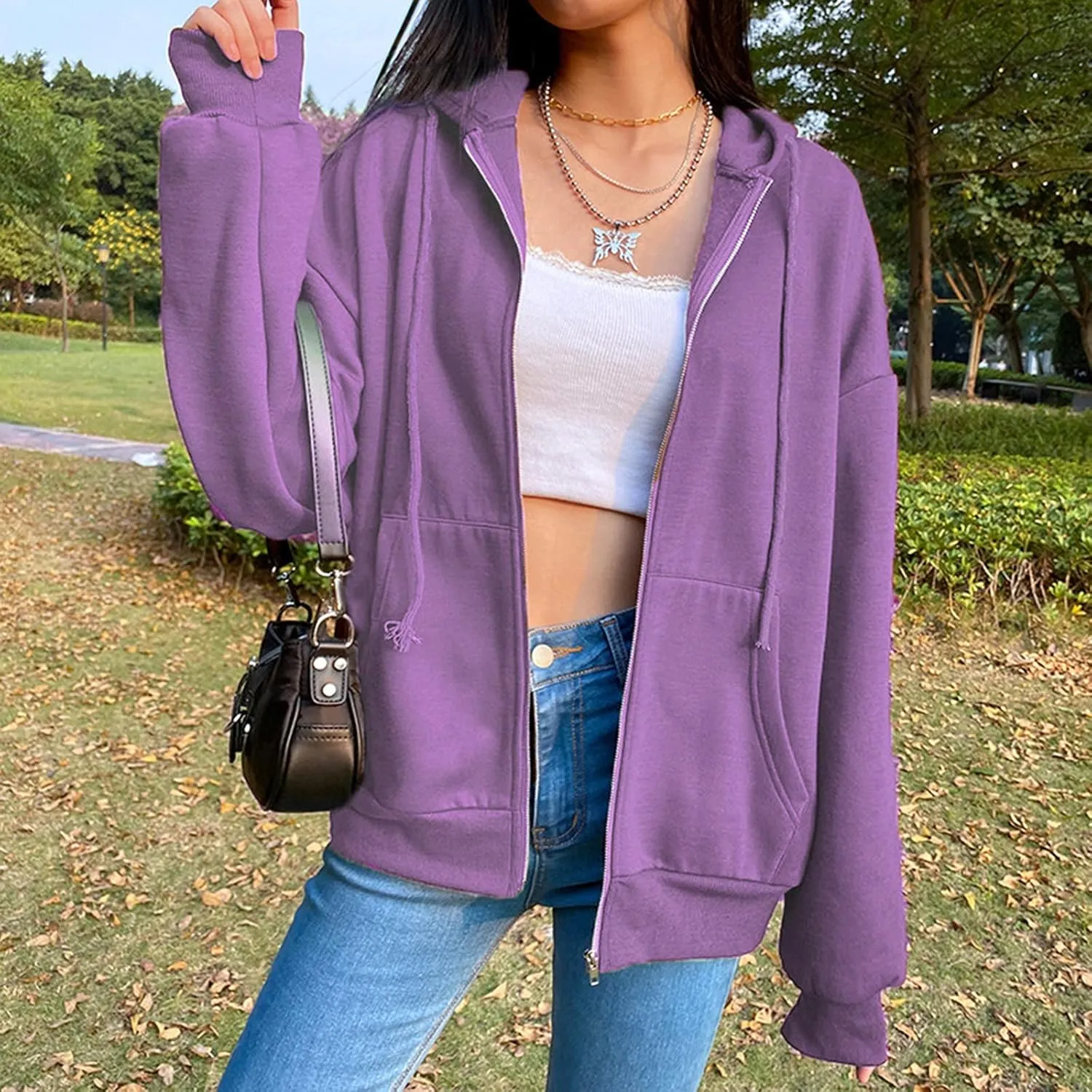 Womens Zip Up Hoodie Oversized Plus Size Aesthetic Cute Grunge Y2K Hoodies Teen Girls Vintage Baggy Sweatshirt