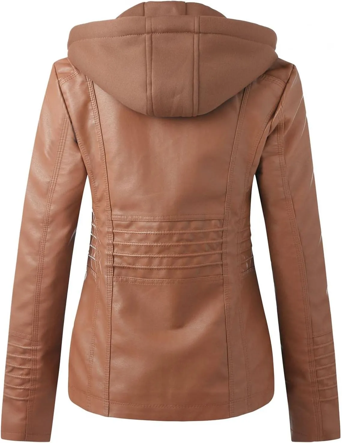WUAI-Women Plus Size Faux Leather Jackets Hoodies Full Zip Casual Classy Warm Utility Motorcycle Coat Fall Clothes