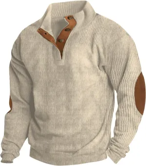 Ymosrh Men's Sweatshirt European Size Outdoor Casual Standing Collar Long-Sleeved Sweater Crewneck Sweatshirts, S-5XL