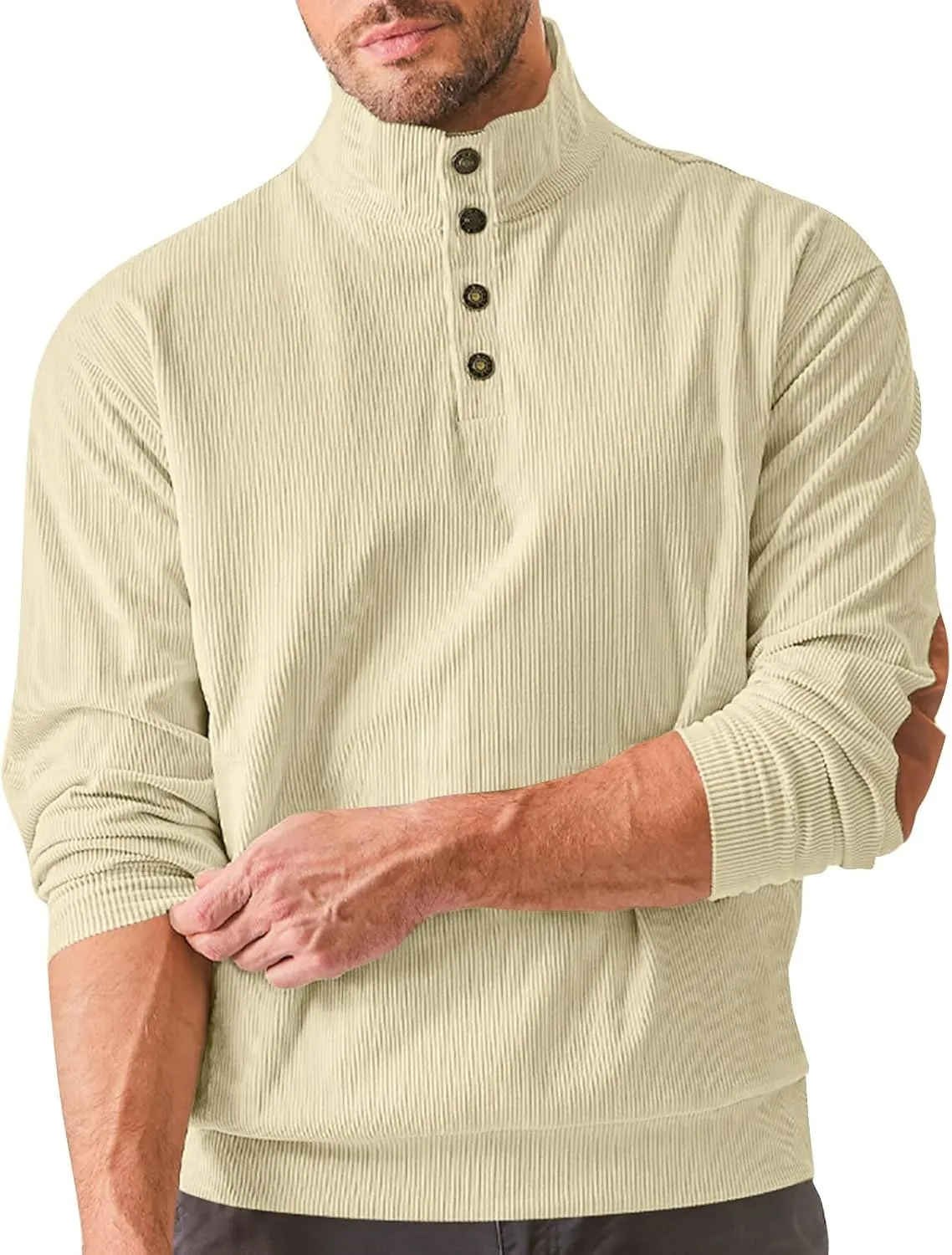 Ymosrh Men's Sweatshirt European Size Outdoor Casual Standing Collar Long-Sleeved Sweater Crewneck Sweatshirts, S-5XL