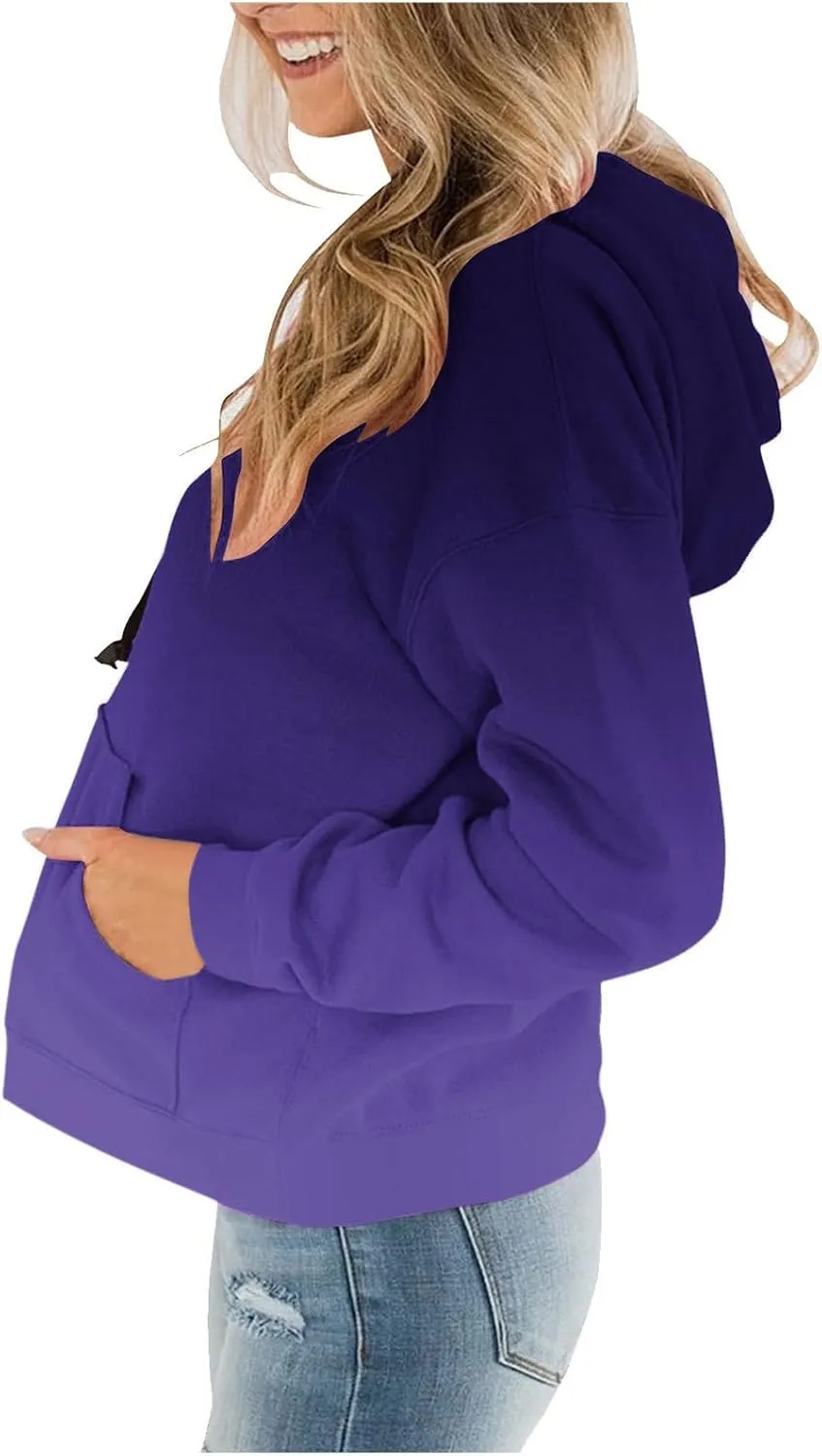 YRAETENM Hoodies for Women Fashion Crew Neck Long Sleeve Fleece Sweatshirts Oversized Lightweight Pullover Tops with Pocket