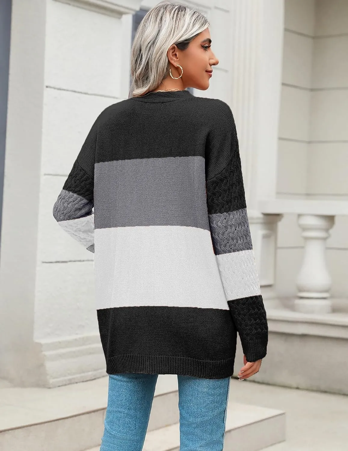 Zeagoo Womens 2025 Long Sleeve Chunky Cable Knit Fall Cardigans Sweaters Button Down Open Front Outerwear with Pockets