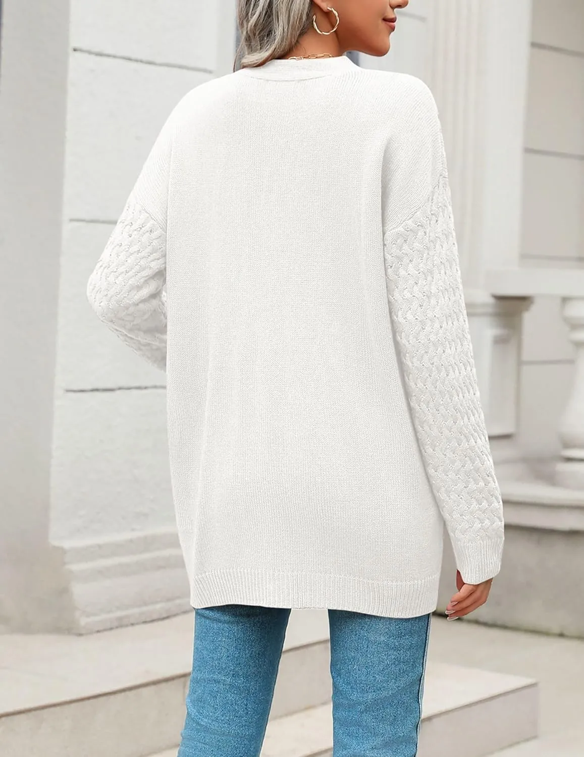 Zeagoo Womens 2025 Long Sleeve Chunky Cable Knit Fall Cardigans Sweaters Button Down Open Front Outerwear with Pockets